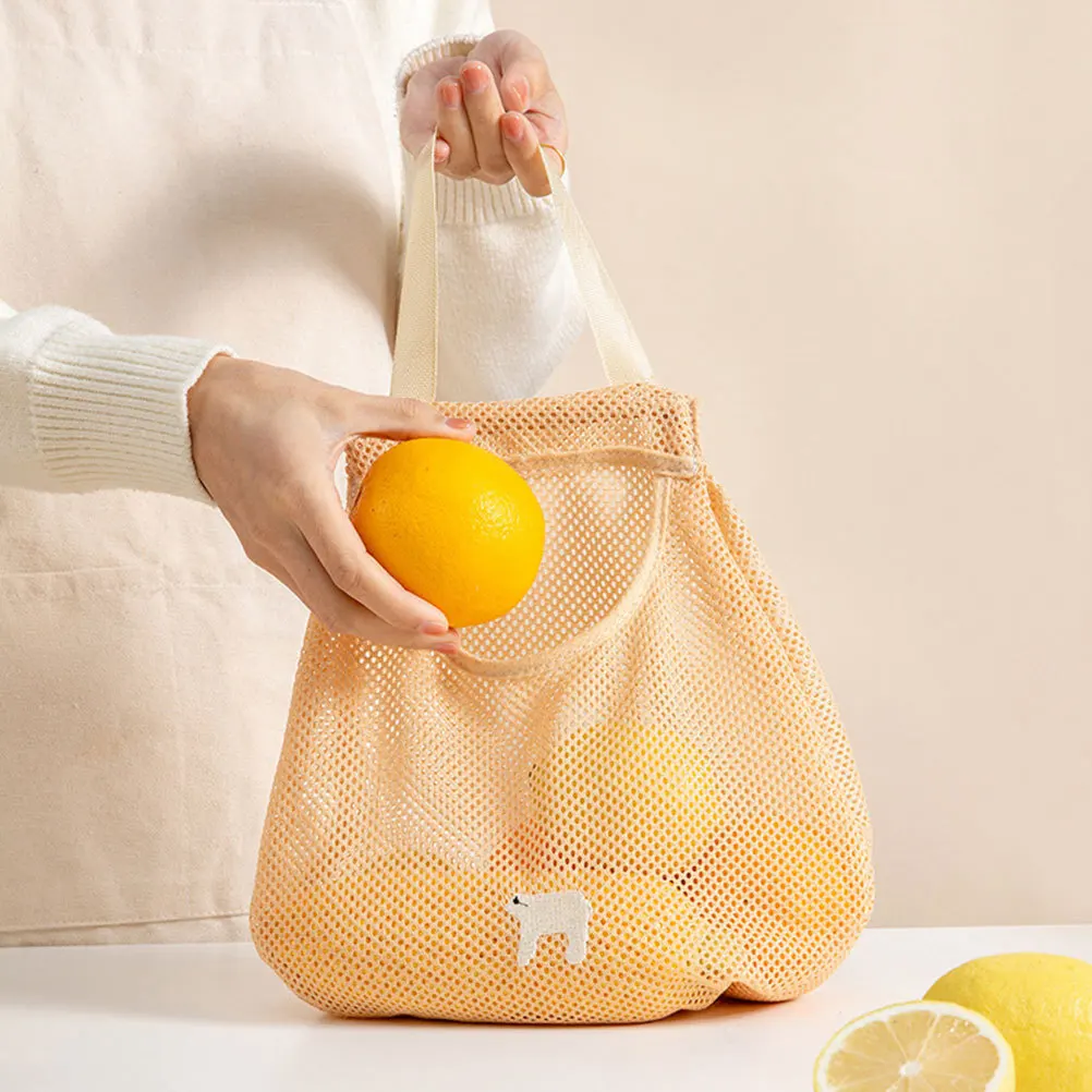 

2pcs Fruit Vegetable Storage Bag Foldable Mesh Hanging Pouch Reusable Washable Kitchen Bathroom Organizer Wall-Mounted Storage