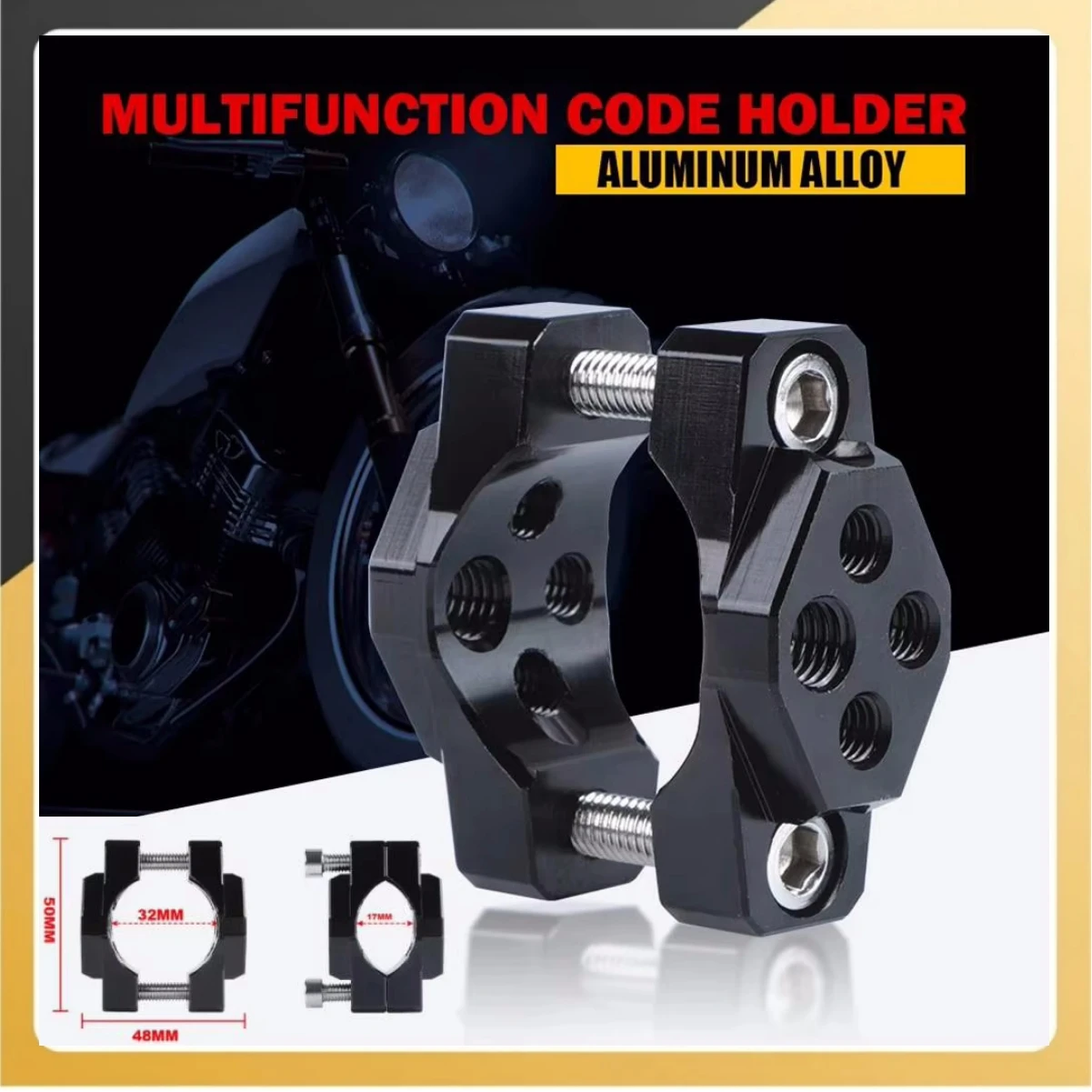 

1pc 17-32mm Motorcycle Handlebar Black Bumper Mount Bracket Clamp For LED Spot Fog Light Replace Accessories