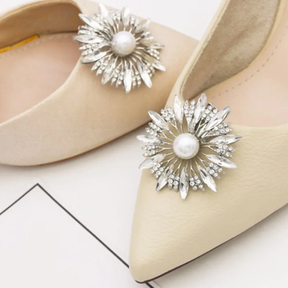 

Пара декоративных пряжек для обуви со стразами, блестящие клипсы для туфель на высоком каблуке, съемные украшения для женской обуви, элегантные модные аксессуары для особых случаев