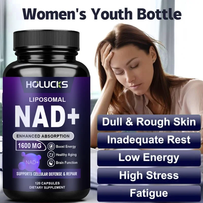 Liposomal NAD+ Resveratrol Supplement, Grape Seed, Quercetin, Antioxidant, Anti-Aging, for Brain Health,Cellular Defense Support