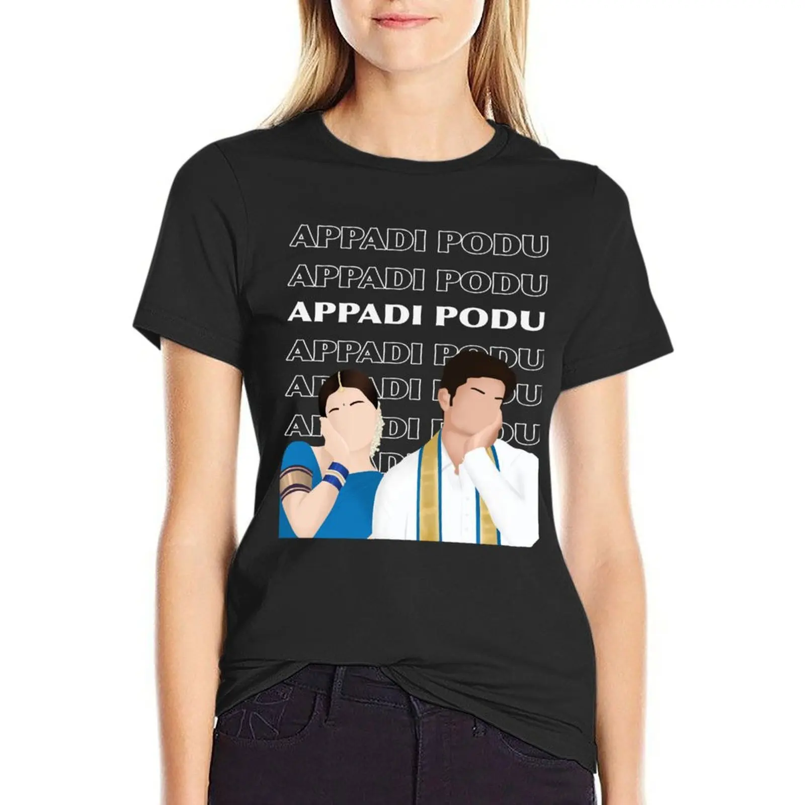 

Appadi Podu - White T-Shirt Aesthetic clothing blacks cute tops blanks cotton t shirts Women