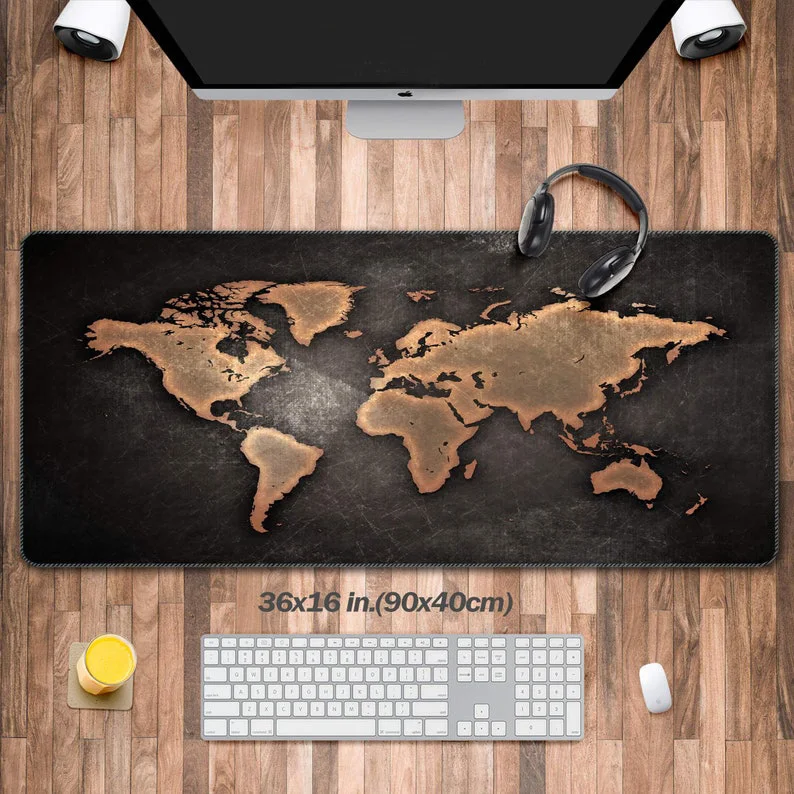 

Vintage World Card Game, Minimalist Design Map, Large XXL Mouse Pad, Retro Style Player Desk Mat, Gift for Dad, Gift for Grandpa