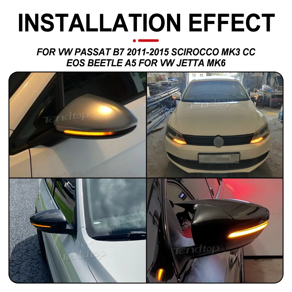 2pcs For VW Passat B7 CC Scirocco Jetta MK6 EOS Side Wing Rearview Mirror Indicator Blinker Repeater Dynamic Turn Signal Light