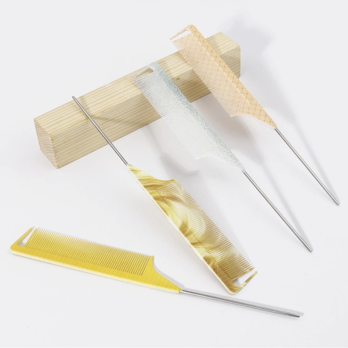 1pcs steel needle pointed tail comb-striped grid pattern,suitable for separating combing and styling,Special for real hair wigs