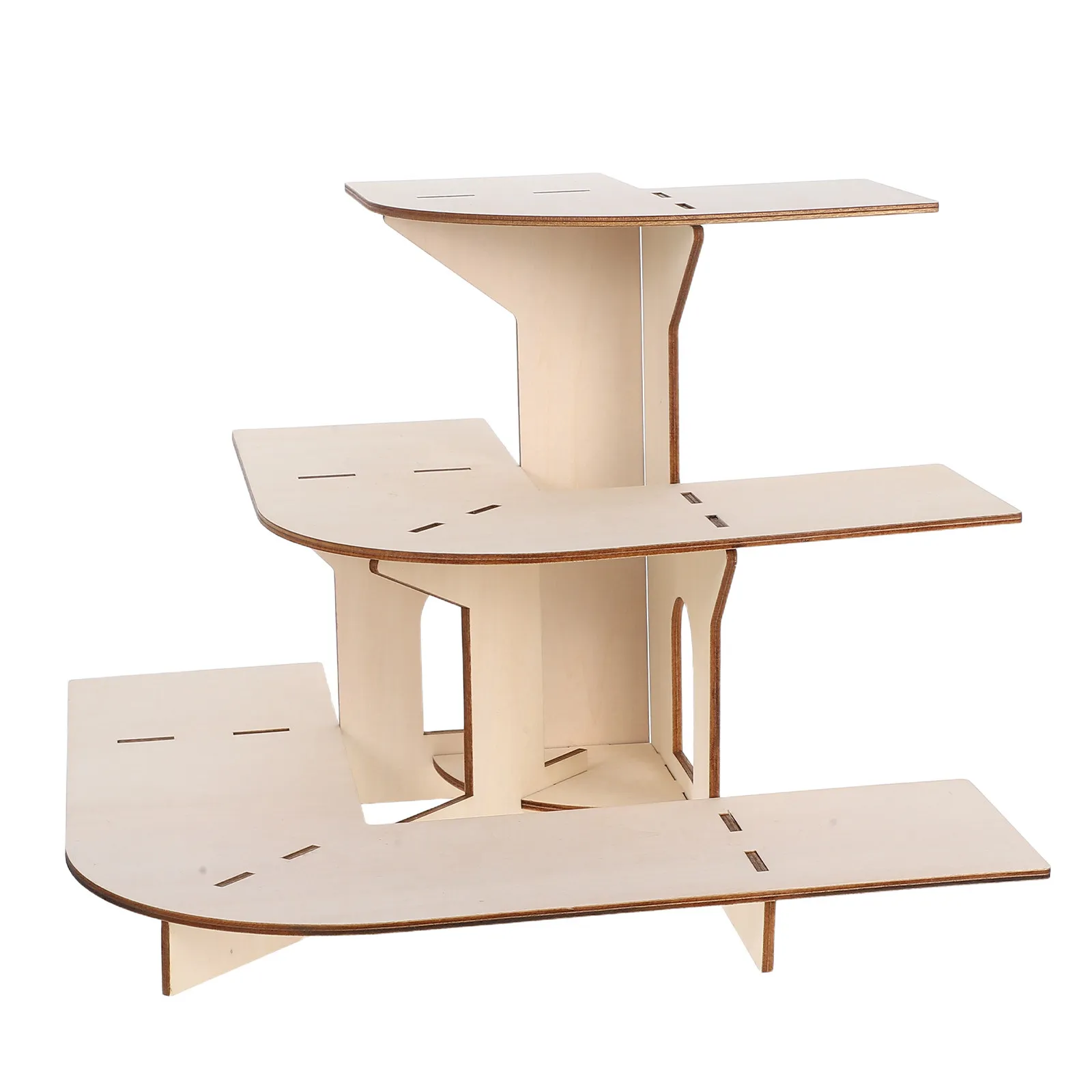 3-Tier Wooden Display Rack Detachable Multilayer Table Counter Display Stand for Earrings Necklaces Watches Cosmetics Retail