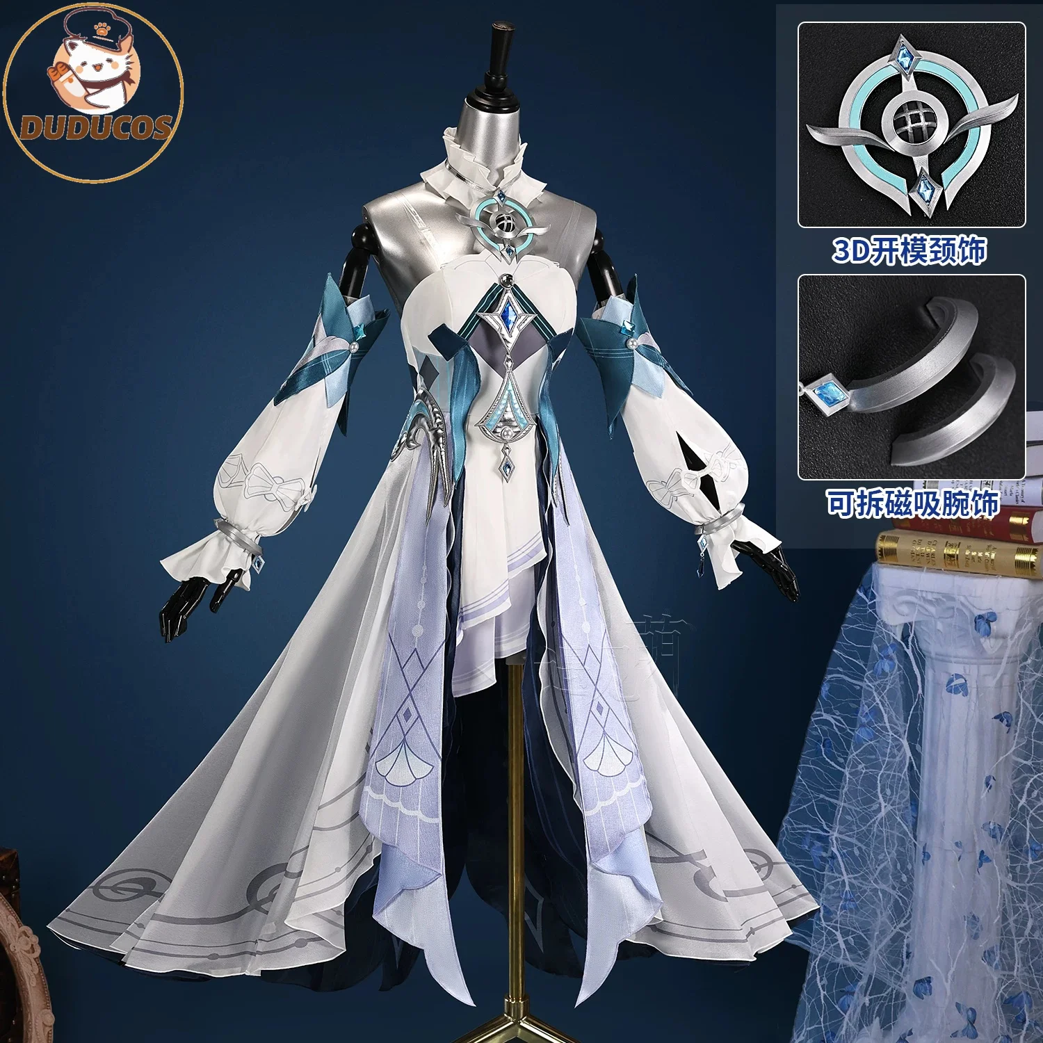 DUDU-R GenshinImpact Snezhnaya Vodyanitsa Cosplay Costume Outfit Dress Carnival Halloween Anime Game Role Play Wig Shoes