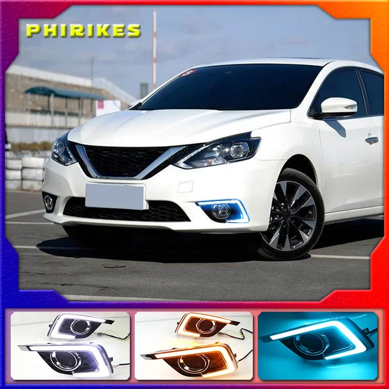 2pcs For Nissan Sentra Sylphy 2016 2017 2018 headlight headlights LED Daytime Running Lights DRL fog lights