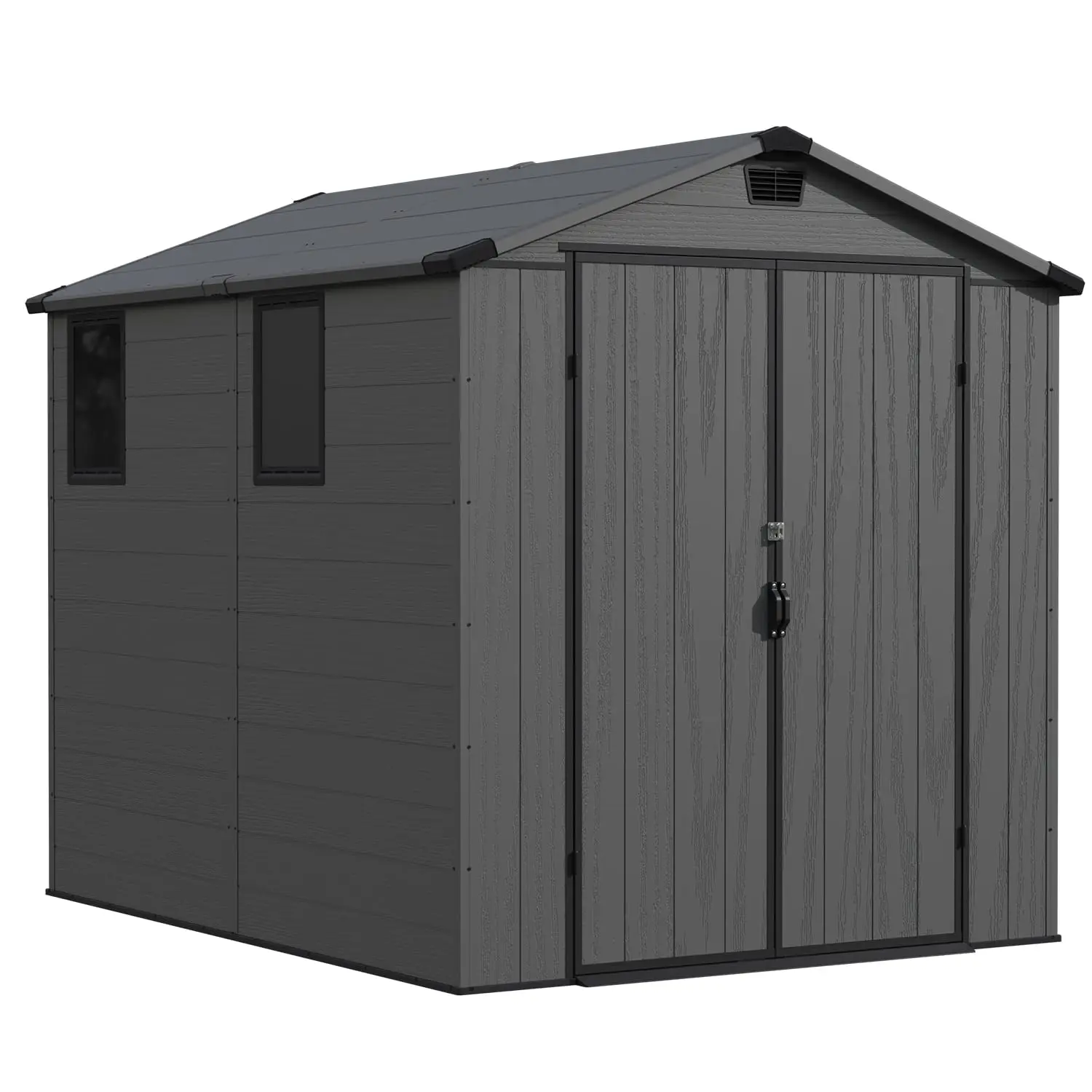 

6 x 8 FT Resin Outdoor Storage Shed with Floor, Weatherproof Plastic Tool Shed, Lockable Door & 2 Windows, Easy, Customized