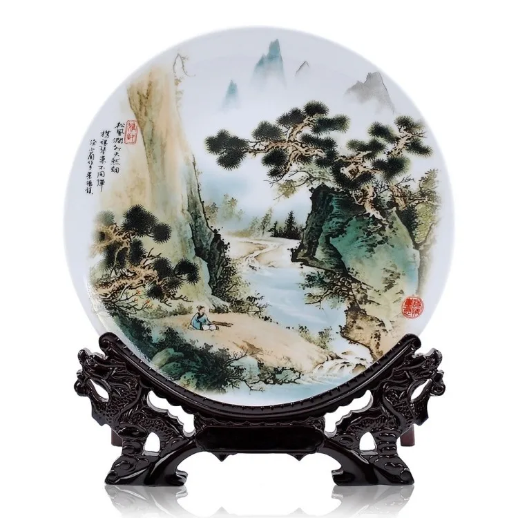 TOP GOOD business  present - vintage handicraft landscape art porcelain plate Decor limited edition Decoration