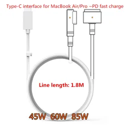 Original Magnetic PD USB-C to MagSaf*1 2 rette braided Cable For Macbook Pro Air 11 13 15 65W 87W 96W 100W Power Adapter Charger