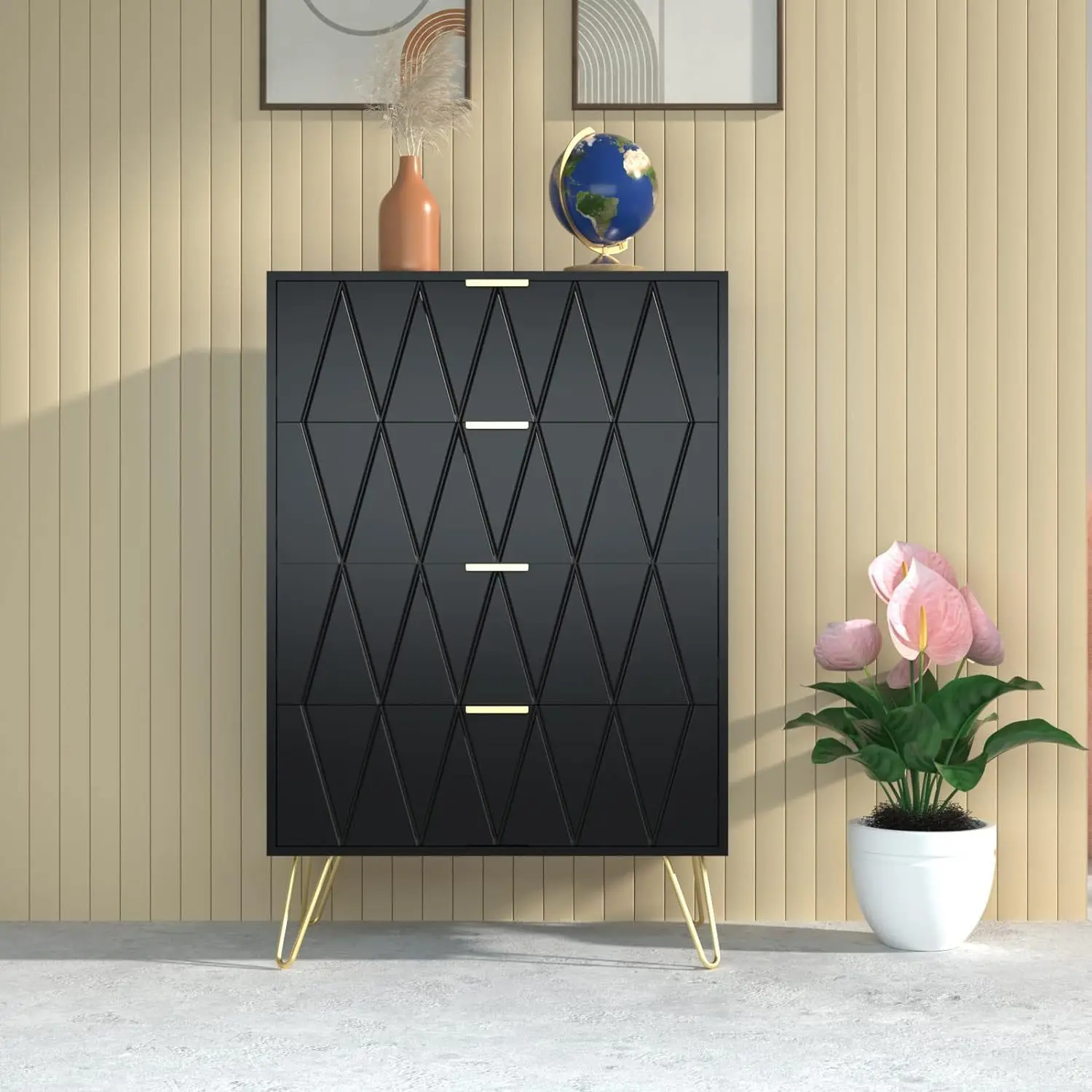 Modern simple household solid wood panel furniture, bedroom cabinet, chest cabinet