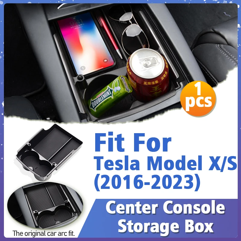 

1Pcs Car Interior Armrest Center Console Storage Box For Tesla Model X S 2016 2017 2018 2019 2020 2021 2022 2023 Accessories