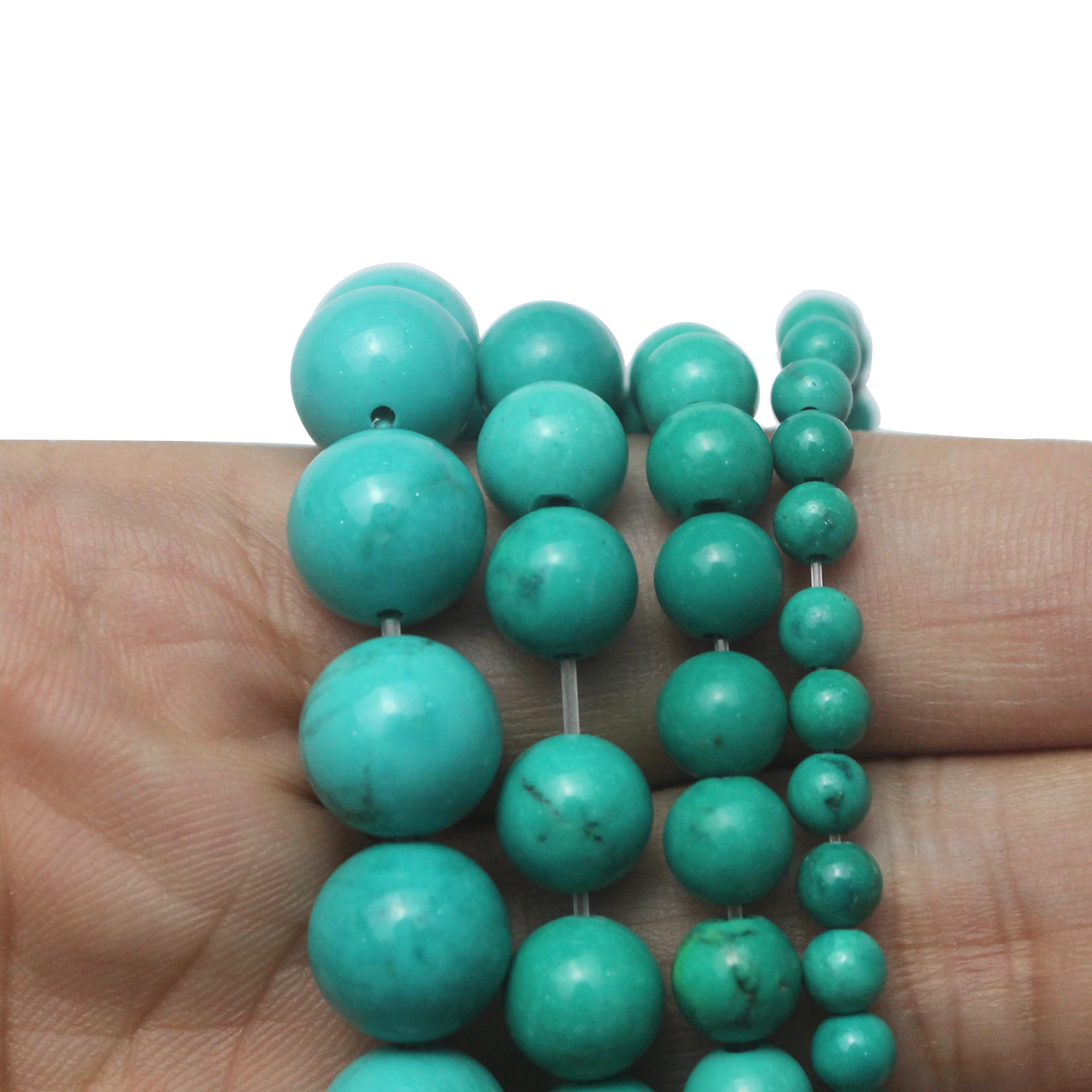 Natural Turquoise 4 6 8 10mm Green Loose Beads for Jewelry Making Bracelet Necklace Wholesale Stone Beads DIY Accessories