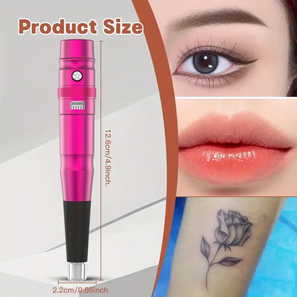 

Permanent Makeup Microneedling Tattoo Machine Set - Rotary Tattoo Pen Gun with 1R Tattoo Needle for Eyebrow Lip Eyeliner
