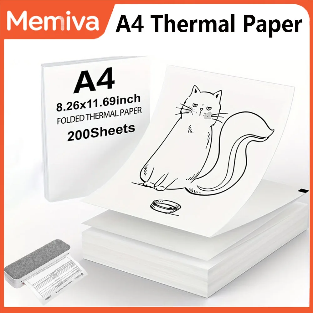 A4 Thermal Paper 20/100/200 Sheets Folded&Roll Quick Drying For Document Exam Office Home Compatible With X8 A A40 M08 Printer