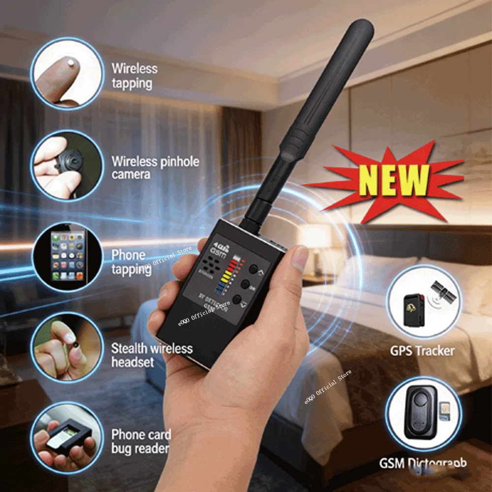 

Профессиональный детектор G338 1МГц-8000МГц для обнаружения скрытых камер, Bluetooth-жучков, GSM-подслушивающих устройств, GPS-трекеров, радиочастотных сигналов и беспроводных устройств.