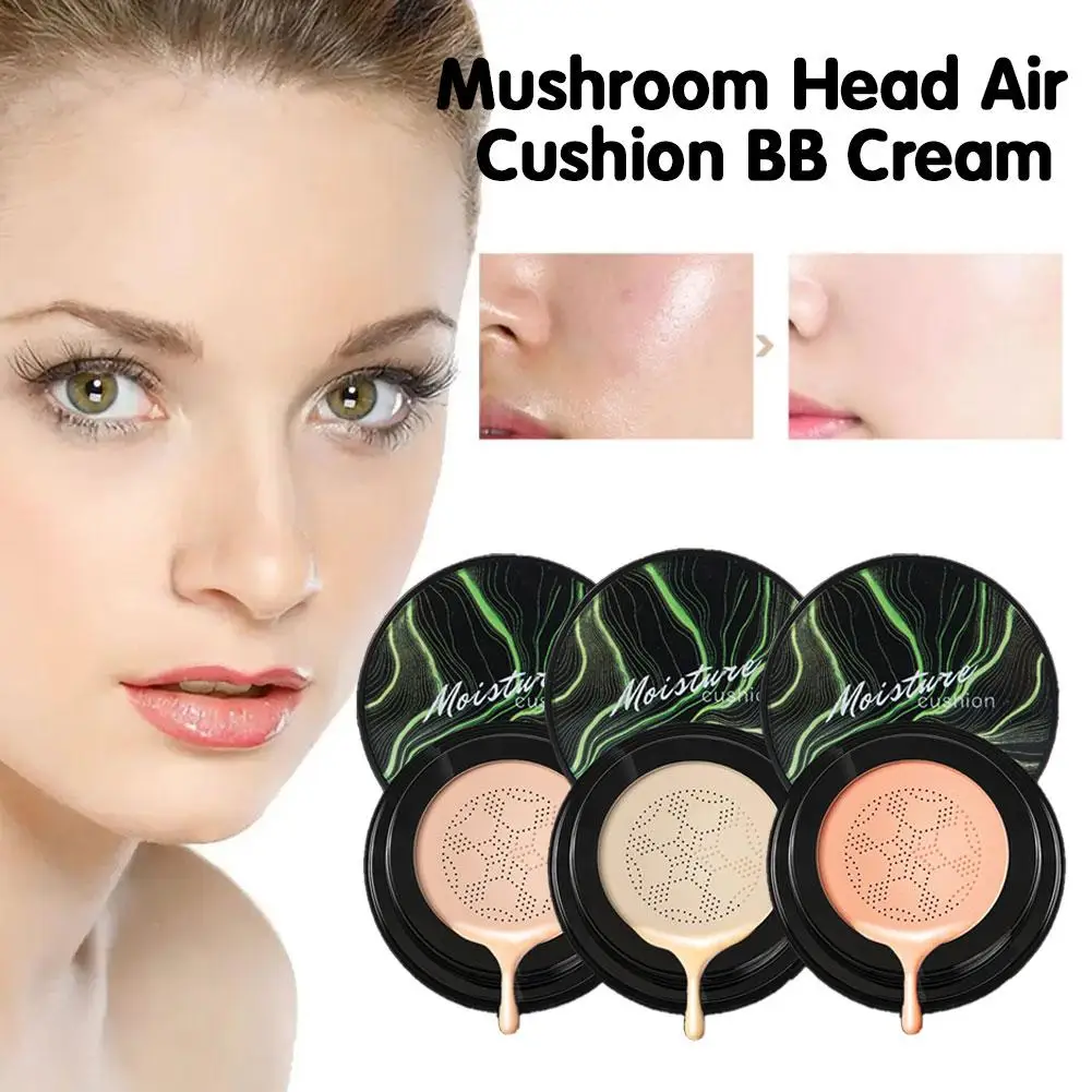 New Mushroom Head Makeup BB Cream cuscino d'aria crema idratante tono conceal Base viso schiarente permeabile all'aria Foundati T7Z5