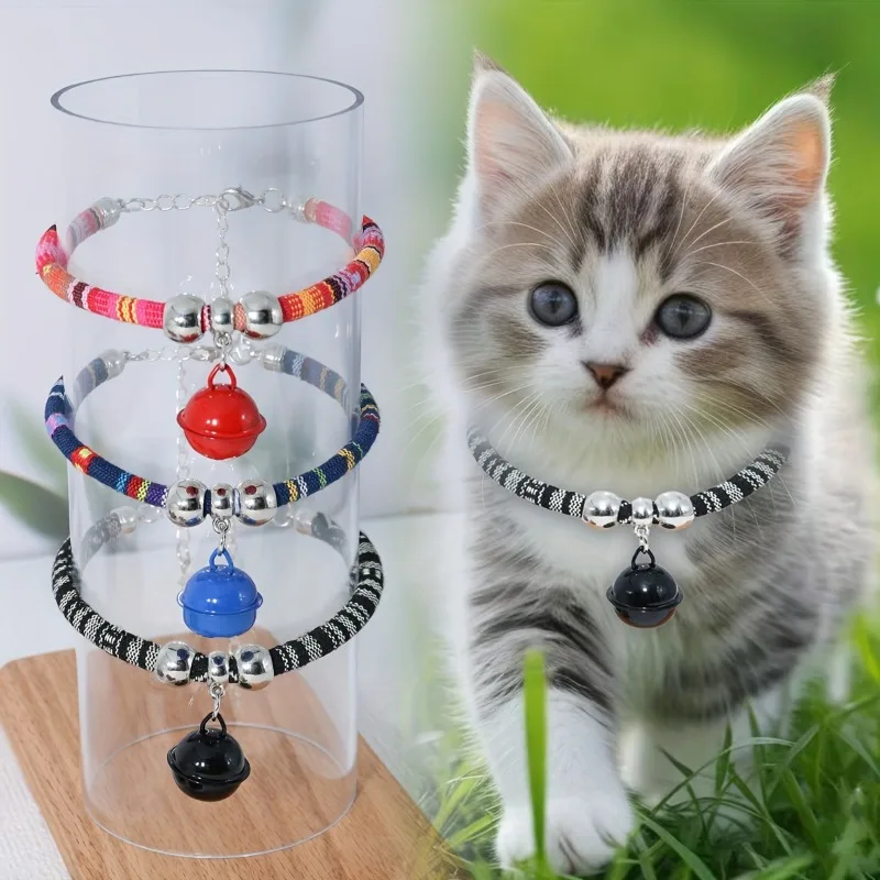 Adjustable Pet Collar with Bell Cute Collars for Small Dogs and Cats Kitten Necklace Pet Accessories