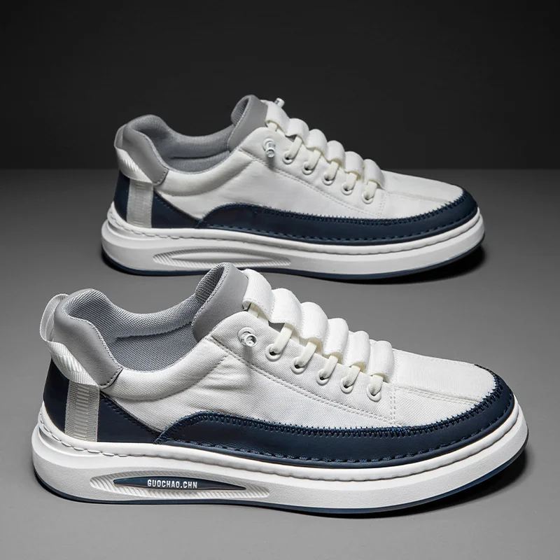 

2025 Autumn Men's White Sneakers - Breathable Korean Street Style, Versatile Casual Shoes with Hong Kong Vibes