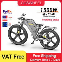 Coswheel 26Inch Electric Bike For Adult T26 Mountain ebike 1500W 48V 25AH Off Road Motorcyle Fat Tire Electric Bicycle EU Stock