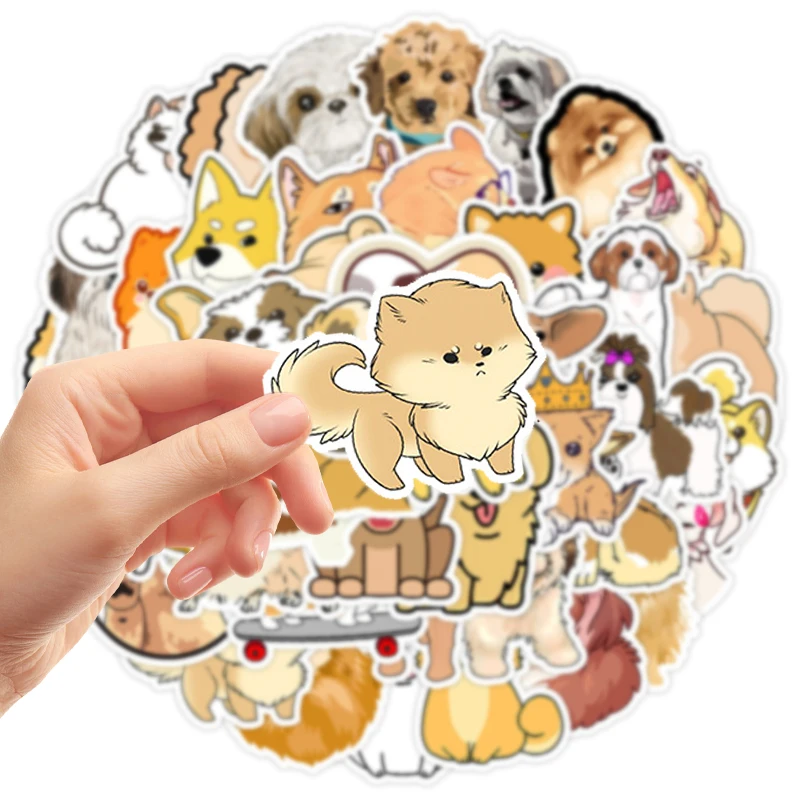 50 قطعة من ملصقات الكلاب اللطيفة، ملصقات كاواي جرو، ملصقات حيوانات كرتونية، ملصق فينيل مقاوم للماء لزجاجة المياه والكمبيوتر المحمول والهاتف #2