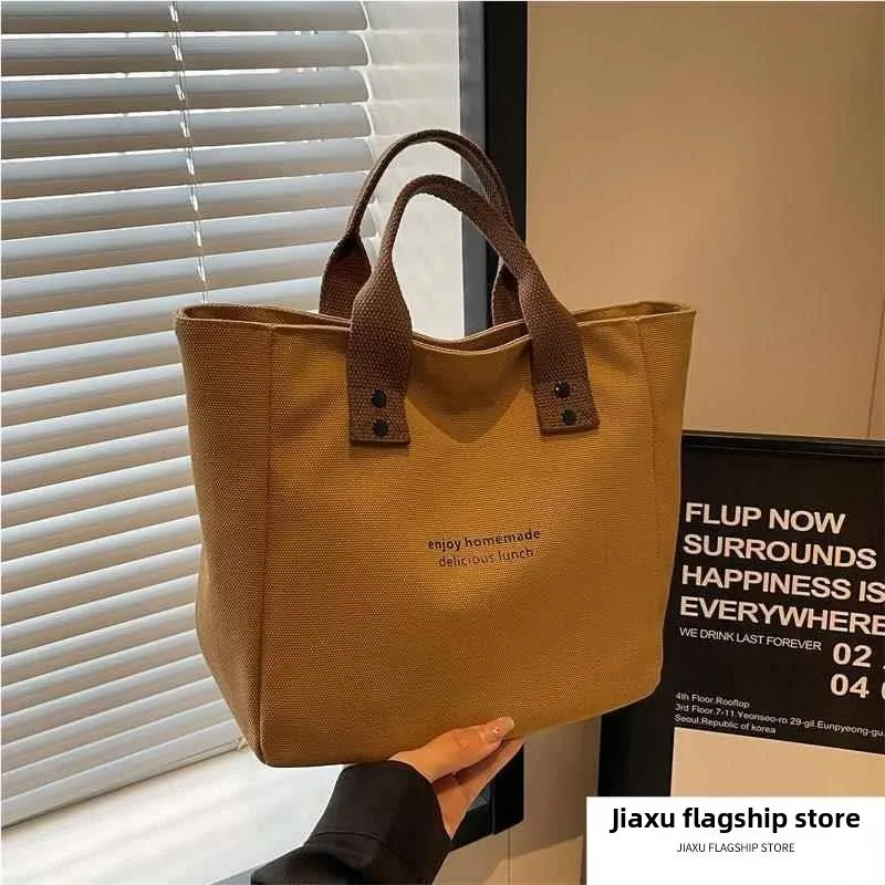

Canvas Bag 2025 Style Handheld Women's Bag Fashionable Outing Lunch Box Work Carry Bag Portable Picnic Shoulder Bag Hobo Style