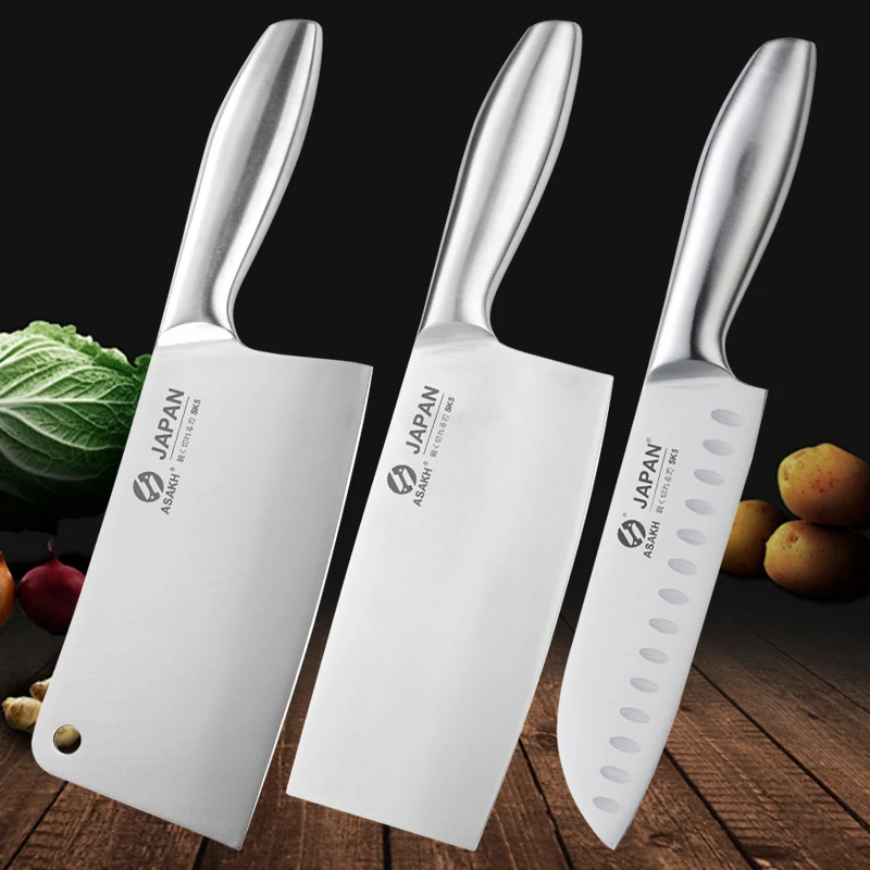 1-7 stücke Kochmesser Set Hohl griff Messer Set Edelstahl Haushalt Schneiden Küchenmesser Fleisch beil Hackmesser
