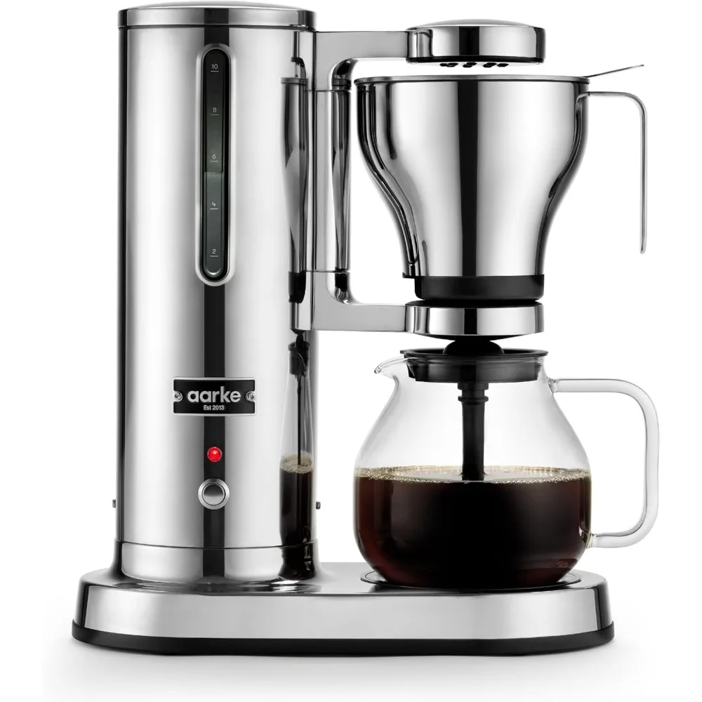 Coffee Maker - Electric Drip Filter Coffee Brewer, Stainless Steel, Glass Carafe, Smart Hot Plate