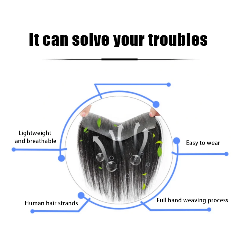 ผมแท้ 100% สำหรับผู้ชาย สี 1B  วัสดุ PU  แบบ V Loop  ท็อปเป้ผมหน้าผากธรรมชาติ  ระบบต่อผมชาย  แบบใส