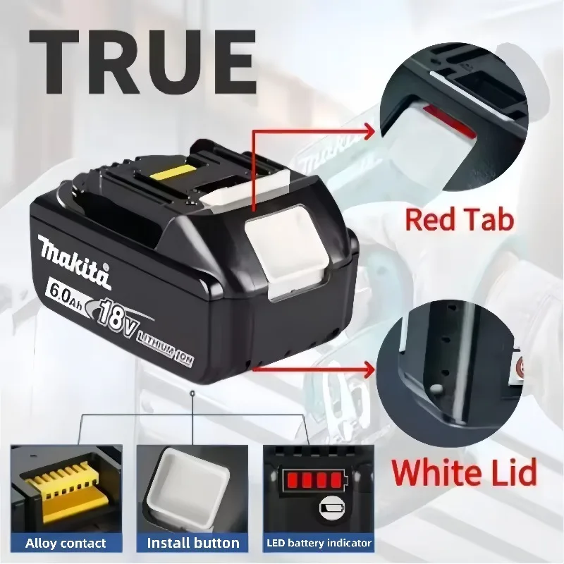 100% Original Makita Battery, 18V Tools Lithium Battery 6Ah for Makita DTW700 DDF487 DTD173 DGA404 HR140D DJV182 - view 3