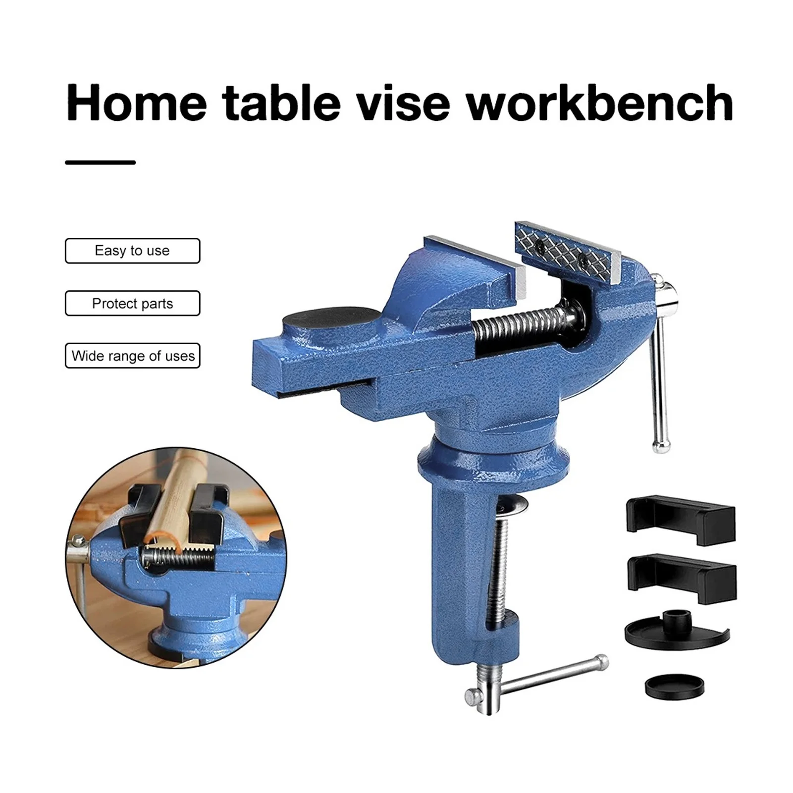 2 Inch Table Vise Clamp On Work Bench Vise 360 Degree Rotation Base Adjustable Woodworking Vise