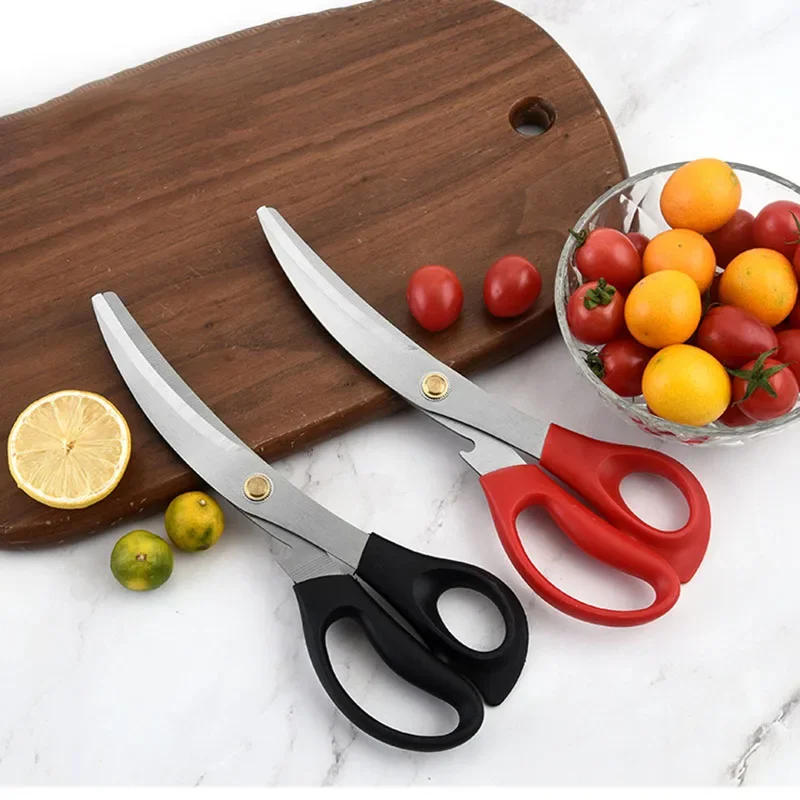 Dobeli Stainless Steel Extended Blade Barbecue Scissors Salad Vegetables Meat Cutter Household Kitchen Shear 2 Colors