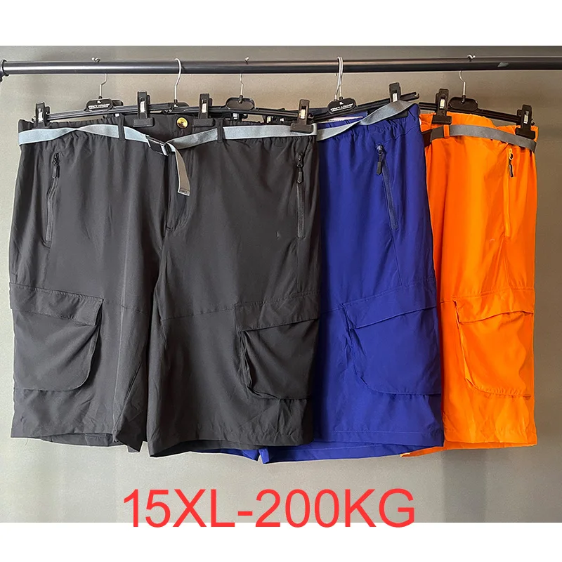 

Summer plus size shorts high waist fat pants men's pockets with zipper beach pants 12xl 14xl 15xl 200kg