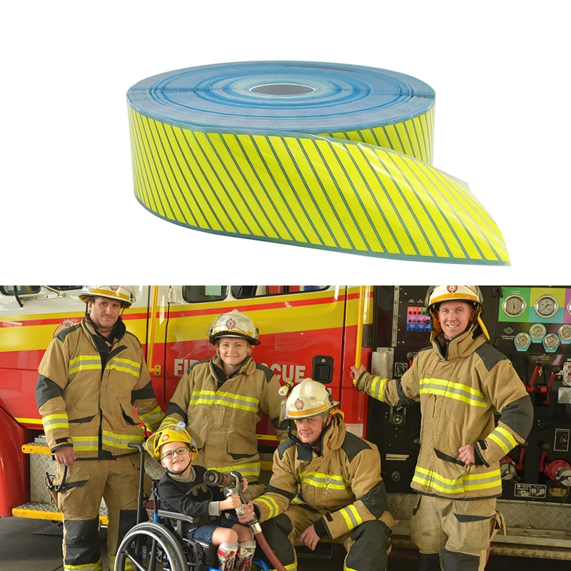 Roadstar High Visibility Reflective Flame Retardant Heat Transfer Vinyl Film Segmented Fluo.Yellow Iron on Firefighter Clothes