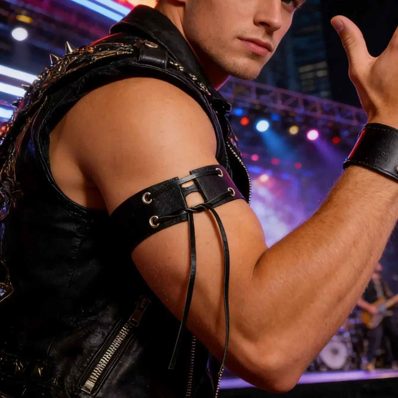 

Мужской браслет из искусственной кожи на шнуровке, кожаный браслет в стиле готика, рок-браслет для мужчин, кожаный браслет, черные ювелирные изделия ручной работы