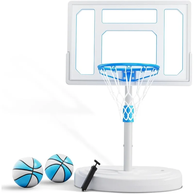 

Skytime Pool Basketball Hoop Poolside, Stainless Steel Rust-Proof 32" Basketball Hoop Outdoor, Height Adjustable Swimming Pool B
