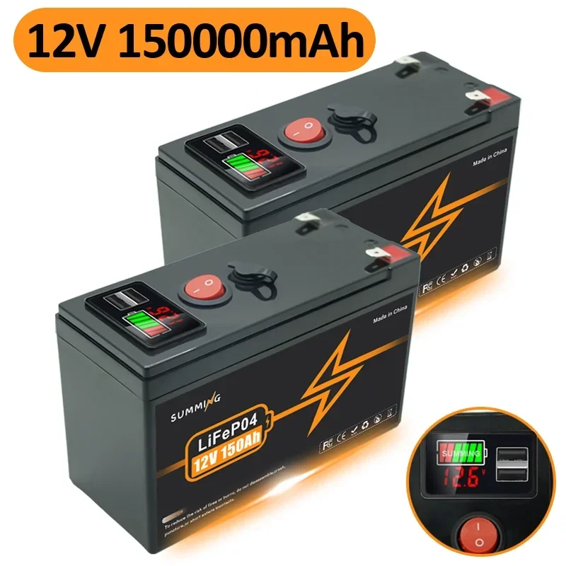 

Литиевая батарея LiFePO4 глубиной 12 В, 150 Ач, 4000 + циклов, аккумуляторная батарея для освещения, силовых колес, солнечной/ветровой энергии, небольшого ИБП