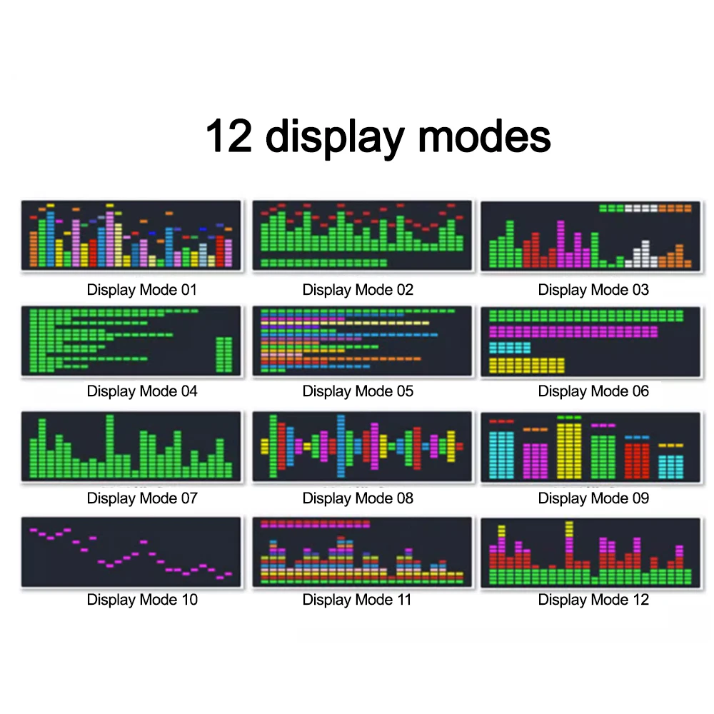 LED 음악 스펙트럼 리듬 디스플레이, RGB 조명, 전자 시계, 음성 활성화, 자동차 중앙 VU LED 오디오 레벨 표시기, 계량기 램프