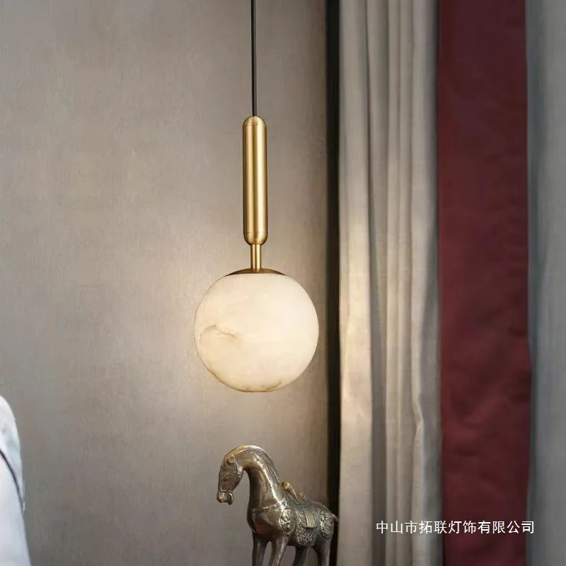 bedroom bedside lamp, all-copper single-headed restaurant,new Chinese light luxury small chandelier