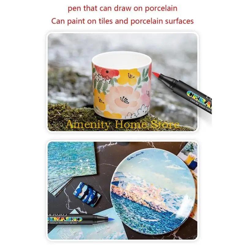 

F26C 12/24 Colors High Temperature Oven Baked Ceramic Marker Pen Set Acrylic Paint Pens for Rock Stone Glass