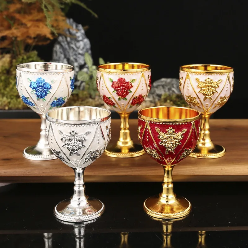 One cup high-end 30ml Baijiu cup creative home retro metal glass Baijiu wine glass