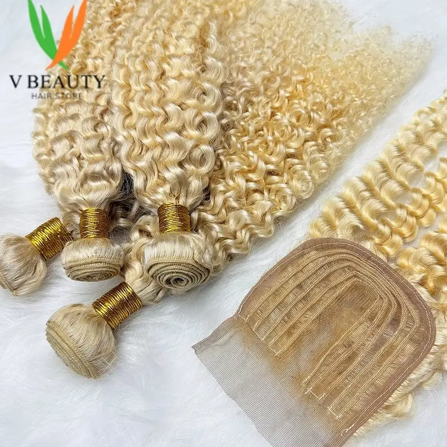 

Наборы JC Bundles с кружевной застежкой Jerry Curly 613 # Наборы натуральных волос для наращивания: T-образная кружевная застежка и пряди для пришивания к парикам