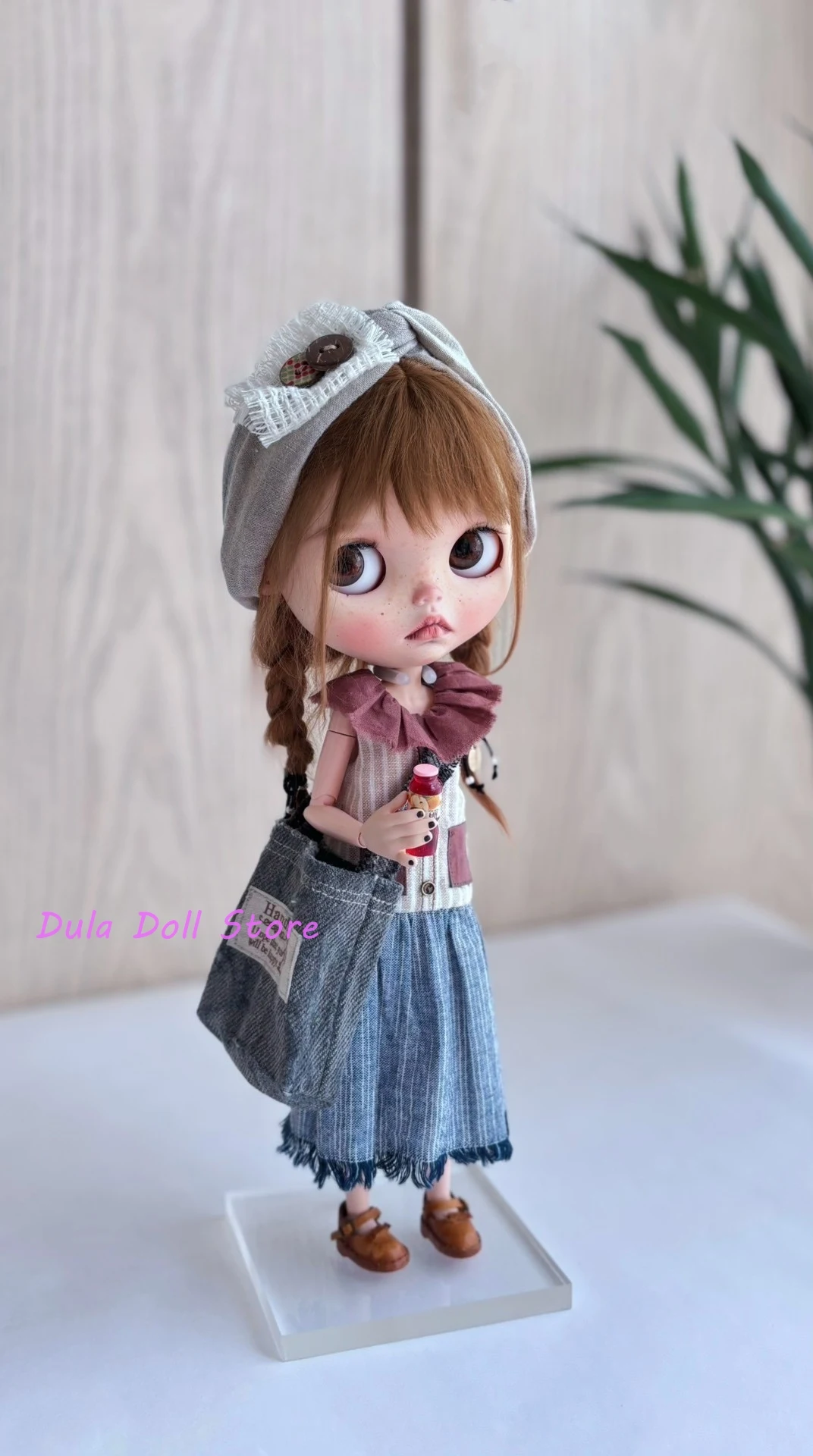 

Dula Doll Clothes Dress A distressed striped dress cross-body bag baby set Blythe ob24 ob22 Azone Licca ICY JerryB 1/6 Doll
