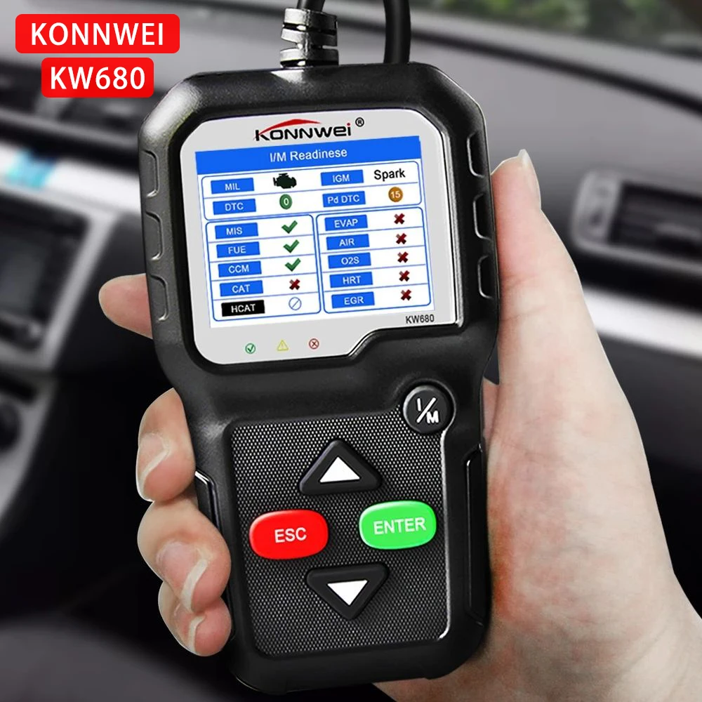 

KW680 KONNWEI Автомобильный сканер неисправностей OBD2, автоматические диагностические инструменты, языковой автомобильный сканер, инструмент для диагностического кода, считыватель сканера OBDII