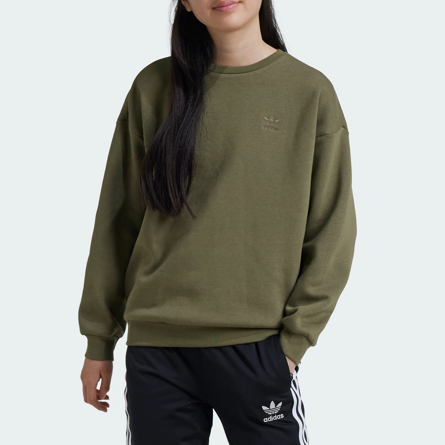 

Оригинальная повседневная толстовка Adidas Trefoil Big Kids Sports с длинными рукавами и круглым вырезом IX7641