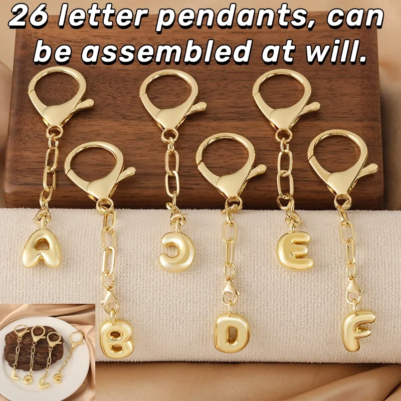 Nuevo y creativo colgante de bolsa con 26 letras en inglés, llavero con letras a la moda Unisex, decoración de bolsa de regalo conmemorativa de amistad y amor Diy