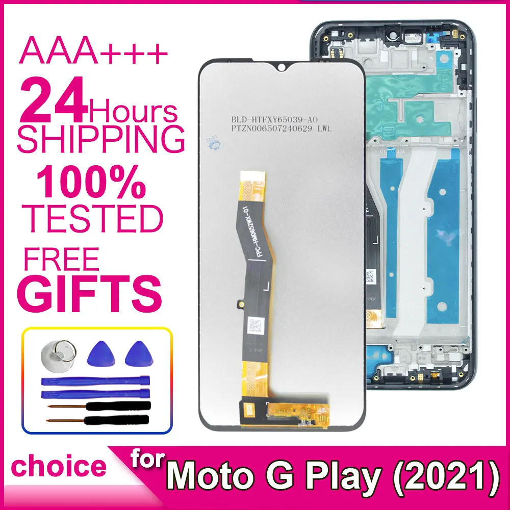 LCD Display Touch Screen Digitizer Assembly With Frame For Motorola Moto G Play 2021 XT2093 Replacement Phone Repair Spare Parts