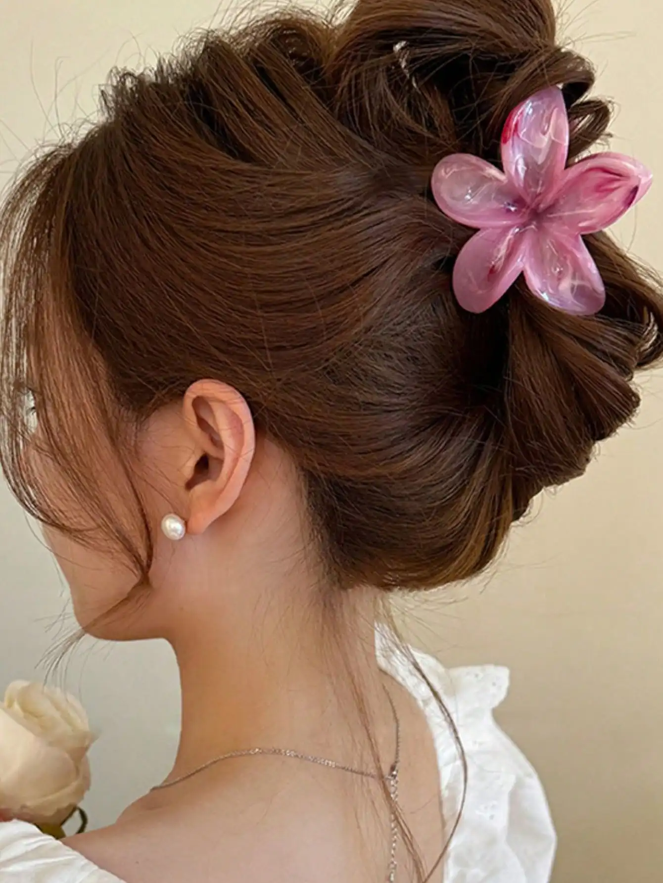 2-3pcs Women\'s Gradient Color Flower Pattern Large Size Lightweight Plastic Hair Clips