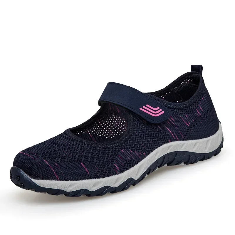 Non-slip Soft Mom Sneakers Breathable Mesh Travel Casual Shoes for Women Comfort Lightweight Flat Sport Shoes 2024