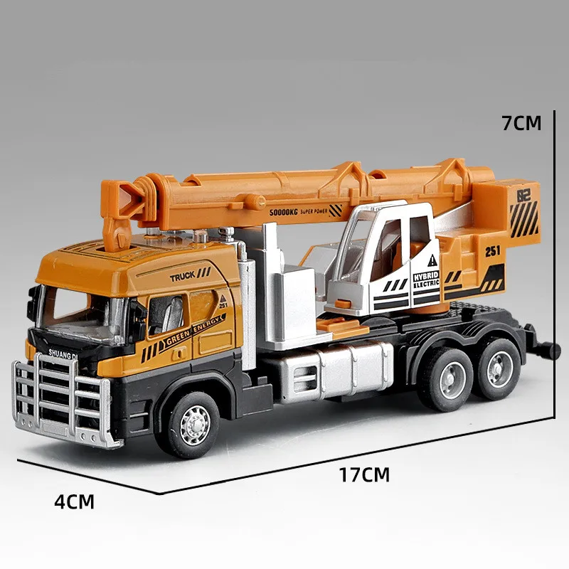 Modèle de véhicule de transport d'ingénierie en alliage, simulation de jouets de voiture son et lumière, camion basculant, jouets de grue, vente en gros, 1:50